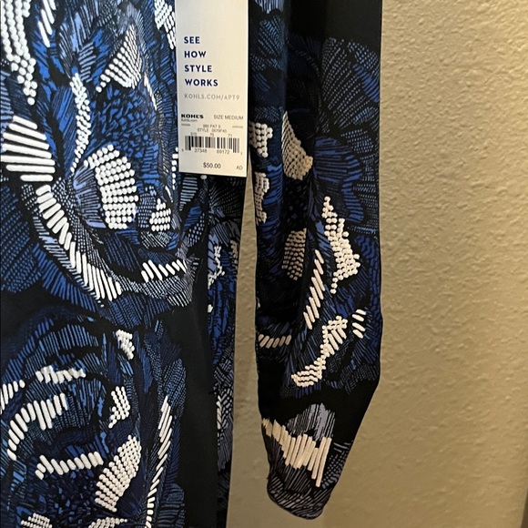 Apt. 9 Blue and Black Floral Long Sleeve Dress - Picture 3 of 7